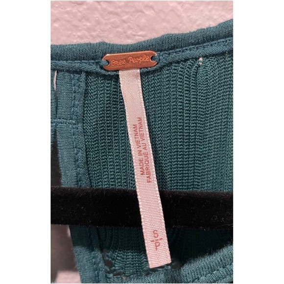 FREE PEOPLE Island Knit Green 3/4 Sleeve Blouse - Picture 3 of 5